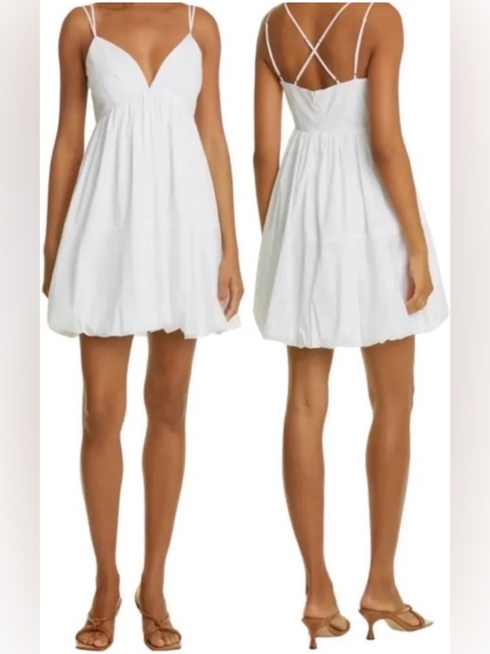 Cinq à Sept White Bubble Hem Mini Dress – Size 6